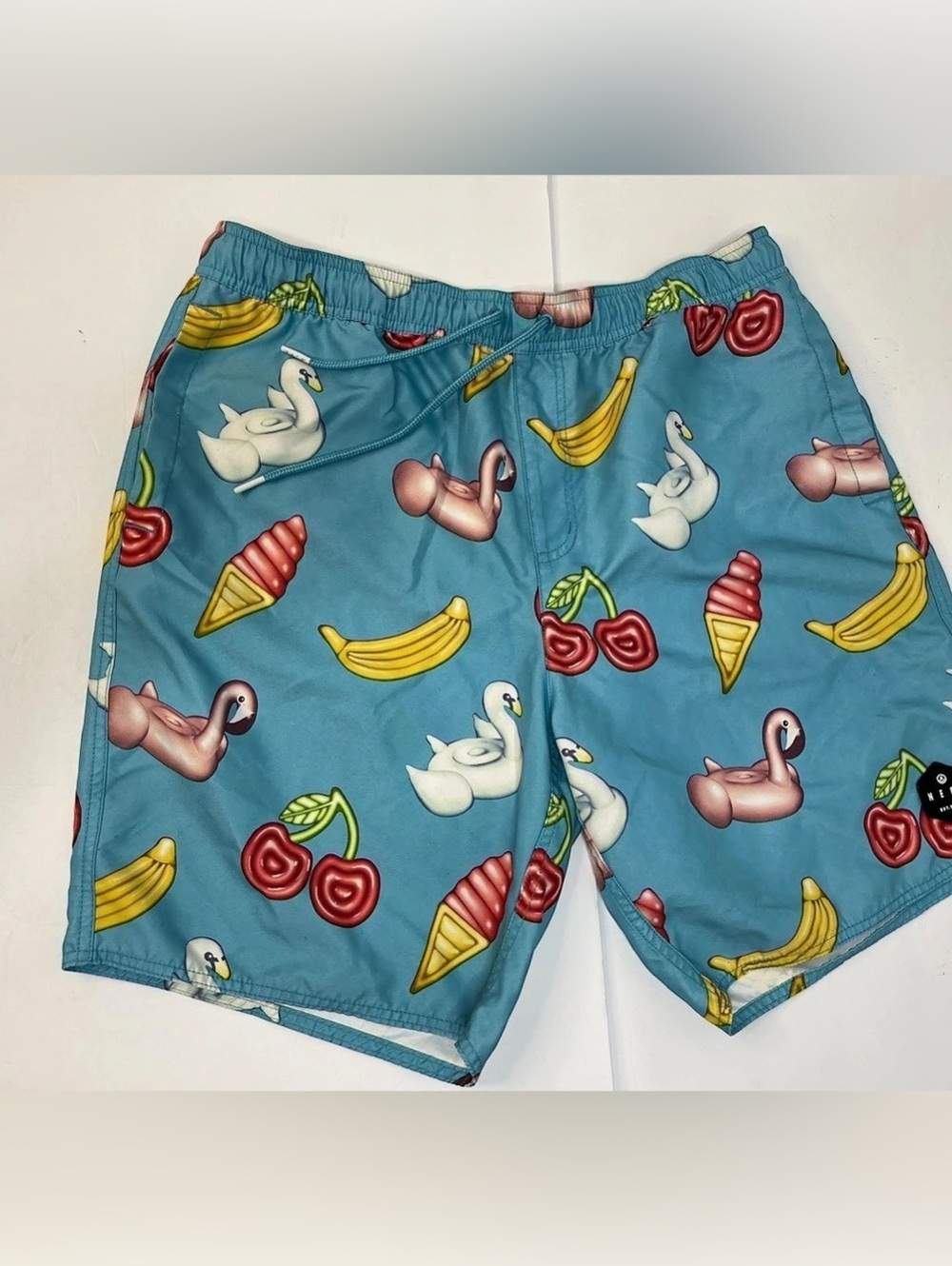 Neff Pool Party Hot Tub Swim Trunks Blue & Red Large